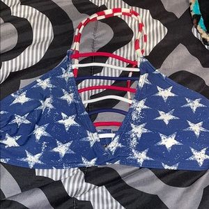 red white and blue bathing suit top